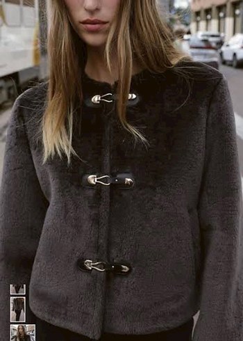 Zara süslü düğmeli çift yüzlü ceker - Görsel 2