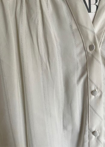 Zata metalik iplikli, Pamuklu Düğmeli Kadın Gömlek - Görsel 4