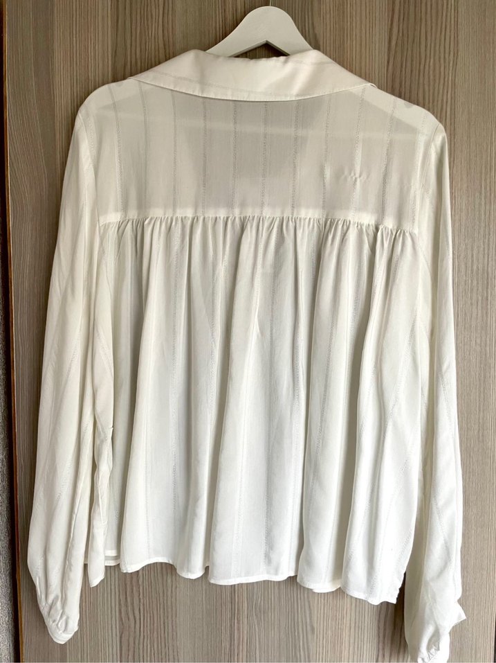 Zata metalik iplikli, Pamuklu Düğmeli Kadın Gömlek - Görsel 5