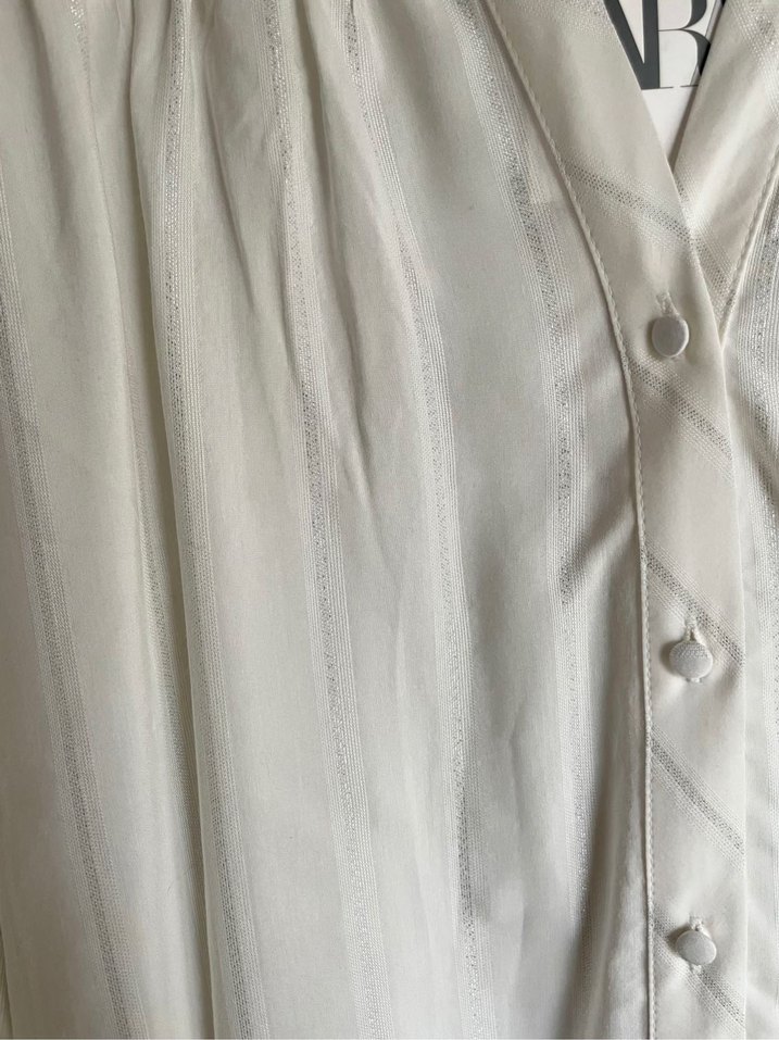 Zata metalik iplikli, Pamuklu Düğmeli Kadın Gömlek - Görsel 4