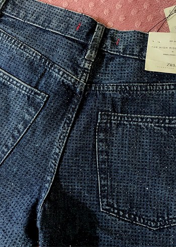 Zara parlak taşlı yüksel bel jean - Görsel 5