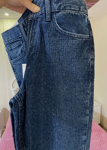 Zara parlak taşlı yüksel bel jean - Görsel 3