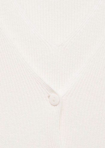 Mango ekru V Yaka Düğmeli triko Kadın Hırka - Görsel 5