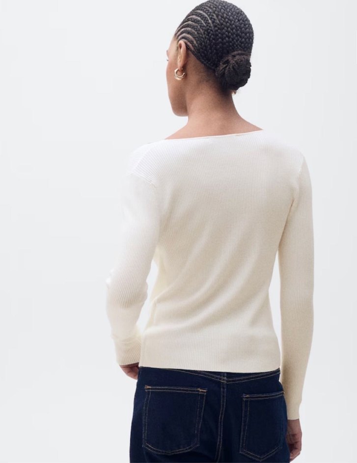 Mango ekru V Yaka Düğmeli triko Kadın Hırka - Görsel 3