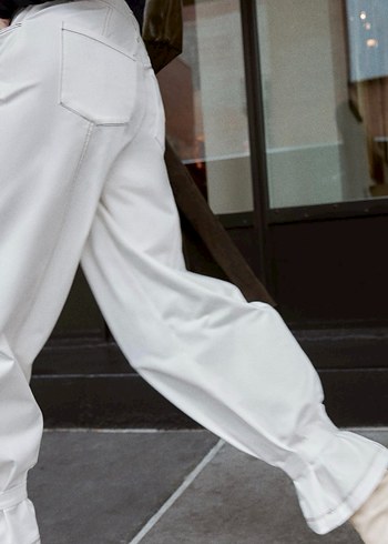 Zara bilekten bağlamalı yüksek bel pamuklu pantolon - Görsel 3