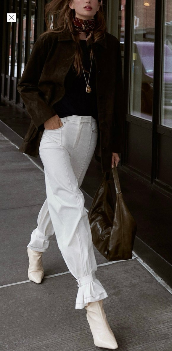 Zara bilekten bağlamalı yüksek bel pamuklu pantolon - Görsel 5