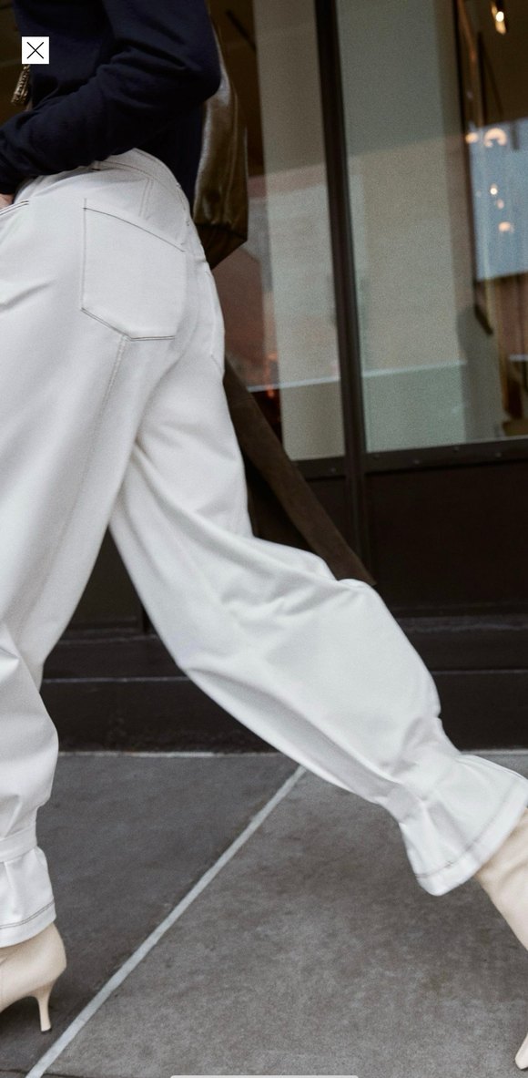 Zara bilekten bağlamalı yüksek bel pamuklu pantolon - Görsel 3