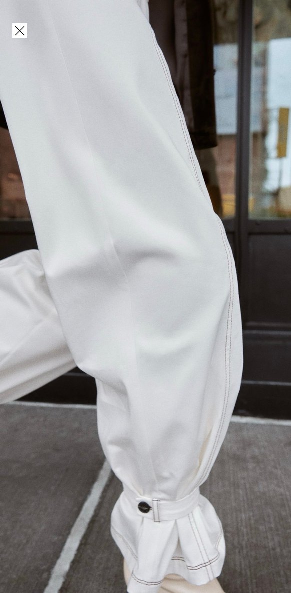 Zara bilekten bağlamalı yüksek bel pamuklu pantolon - Görsel 2