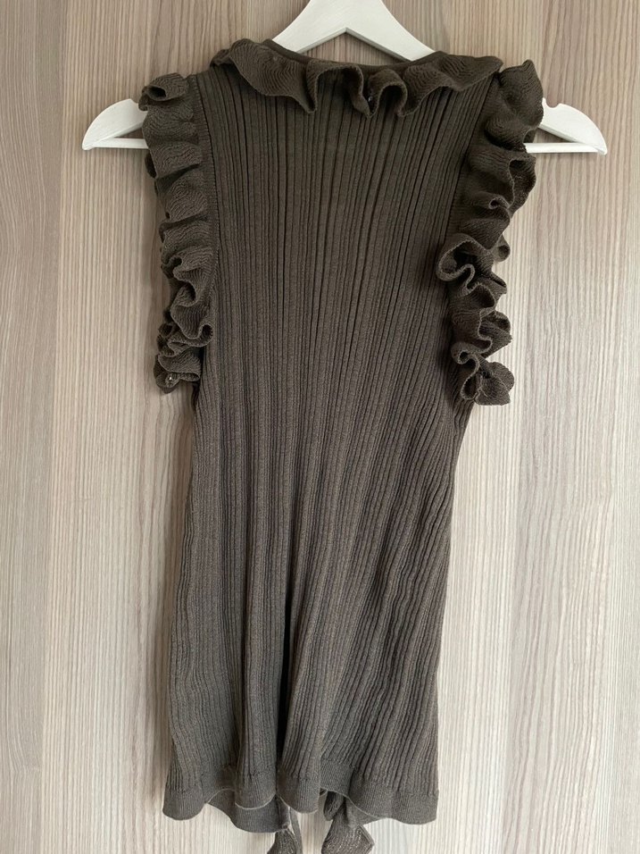 Zara Fırfırlı fiyonklu triko top - Görsel 5