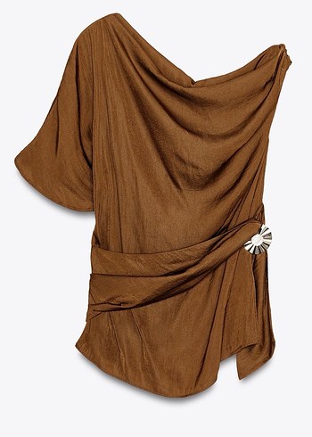 Zara metal applikeli asimetrik saten top - Görsel 7