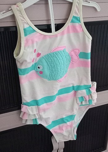 Kız Çocuk Pembe Desenli Mayo