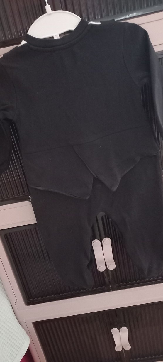 Düğmeli Siyah Beyaz Midi Tuxedo Elbise - Görsel 4