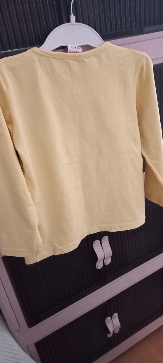 Kız Çocuk Sarı Uzun Kollu Baskılı Tişört - Görsel 4