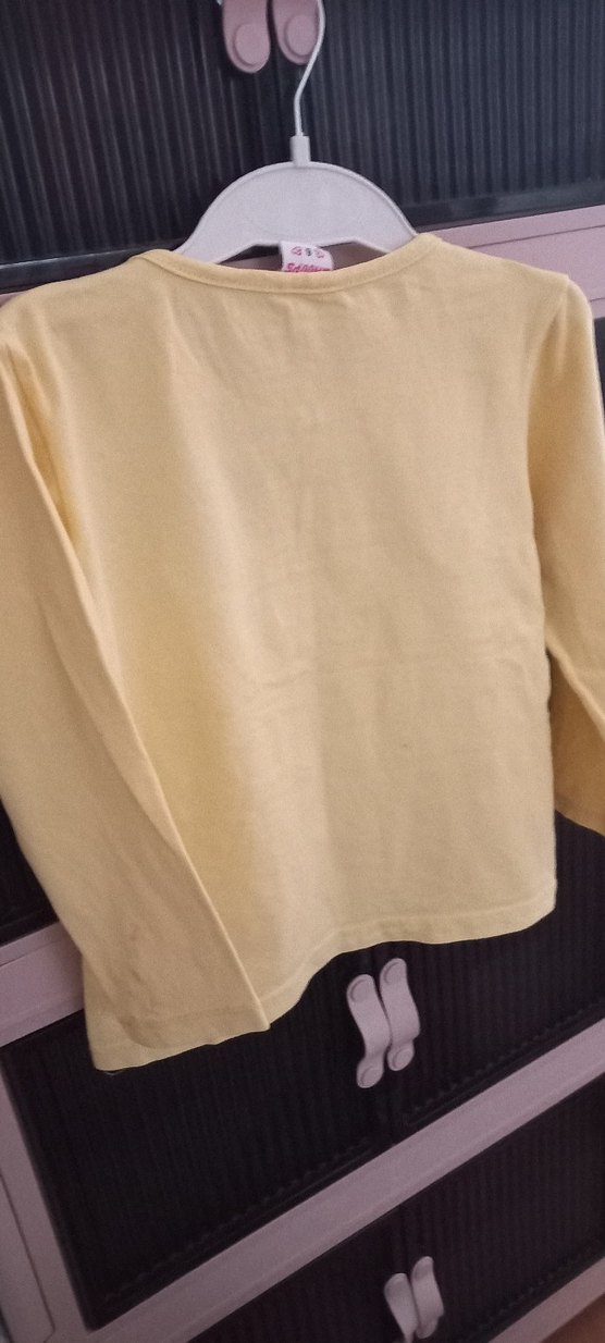 Kız Çocuk Sarı Uzun Kollu Baskılı Tişört - Görsel 3