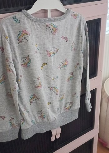 Kız Çocuk Gri Fermuarlı Sweatshirt - Görsel 2