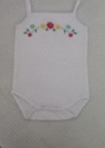 Nakışlı Beyaz Askısız Bebek zıbın. - Görsel 3