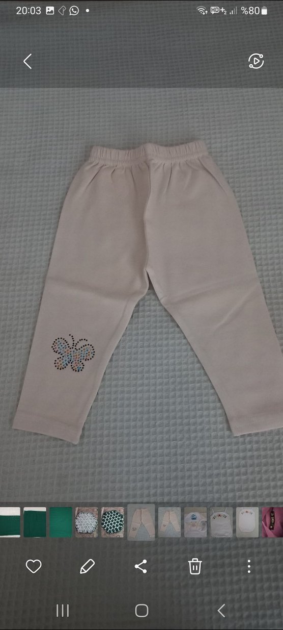 Kız Çocuk Bej Nakışlı Tayt - Görsel 2