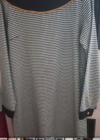 Düğmeli Uzun Kollu Gri Ekose Tunik - Görsel 2