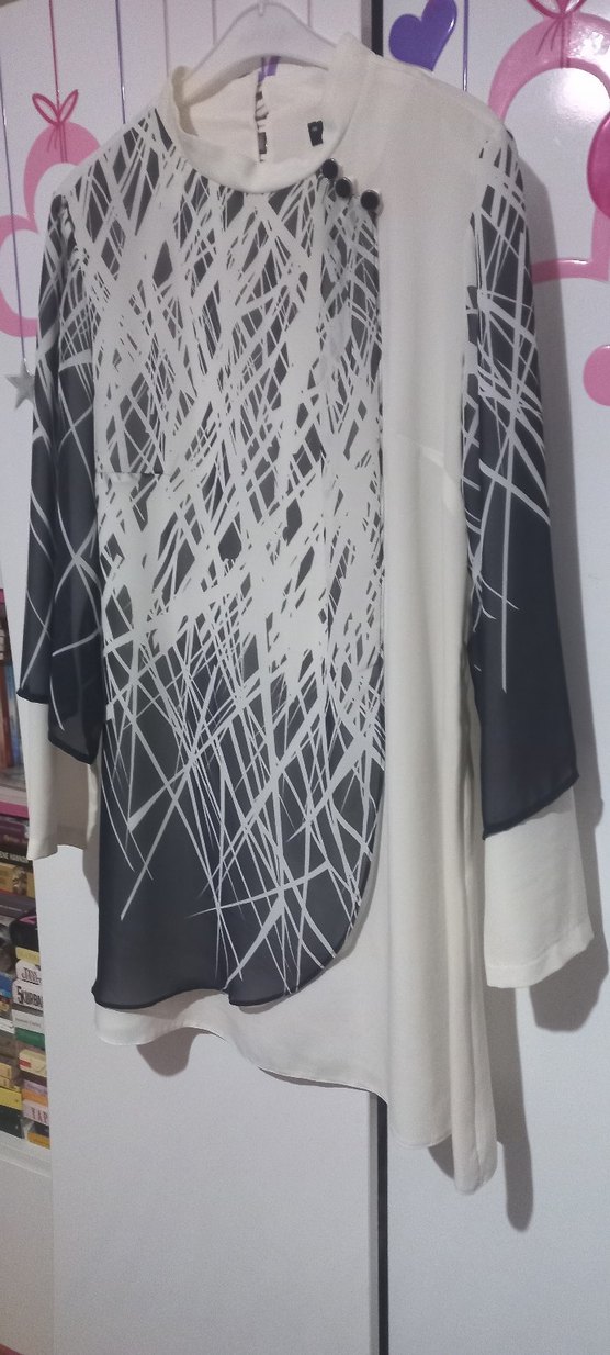 Uzun Kollu, Baskılı, Salaş Kadın Tunik - Görsel 3