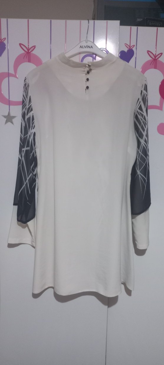 Uzun Kollu, Baskılı, Salaş Kadın Tunik - Görsel 5