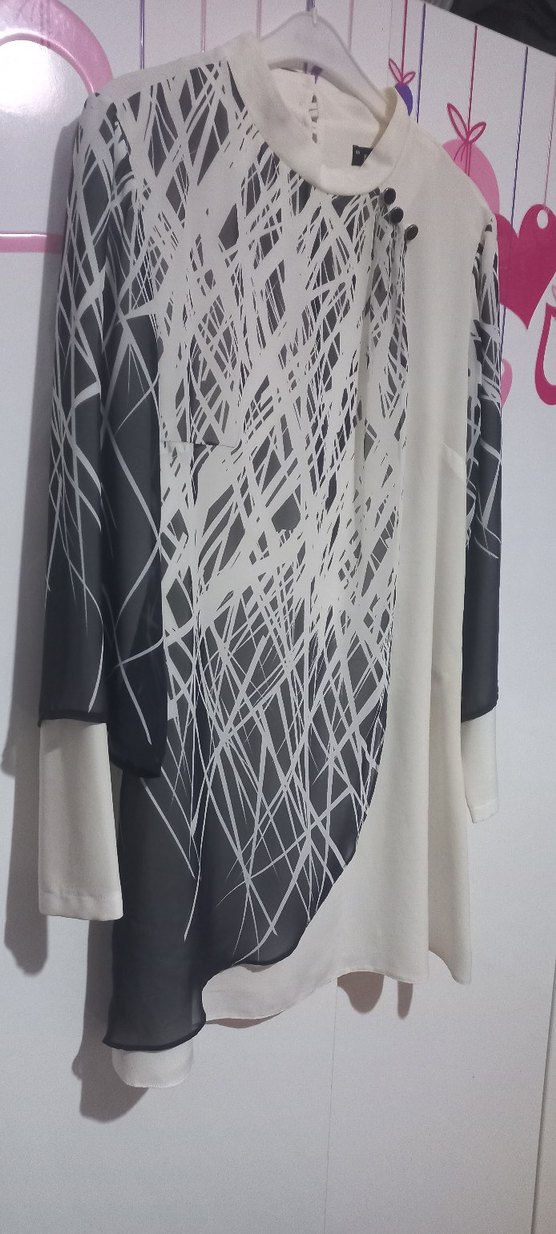 Uzun Kollu, Baskılı, Salaş Kadın Tunik - Görsel 4