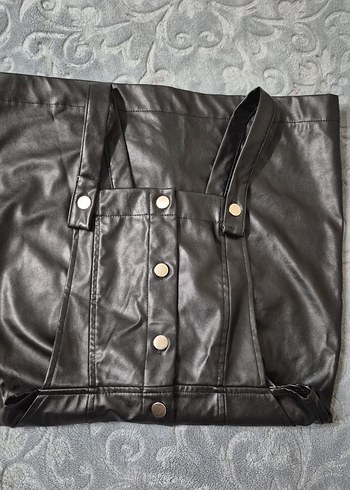 Siyah Deri Kız Salopet - Görsel 5