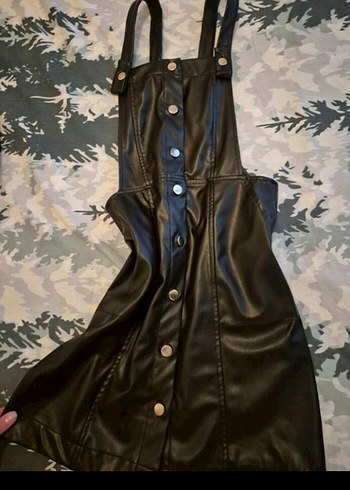 Siyah Deri Kız Salopet - Görsel 3