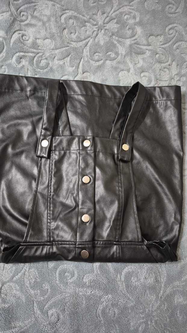 Siyah Deri Kız Salopet - Görsel 5