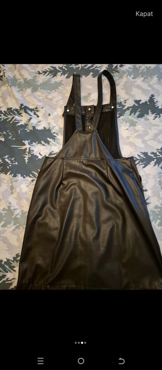 Siyah Deri Kız Salopet - Görsel 4