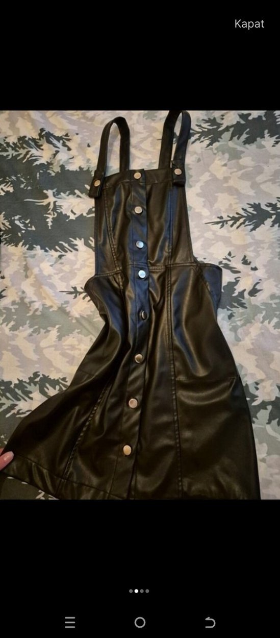 Siyah Deri Kız Salopet - Görsel 3