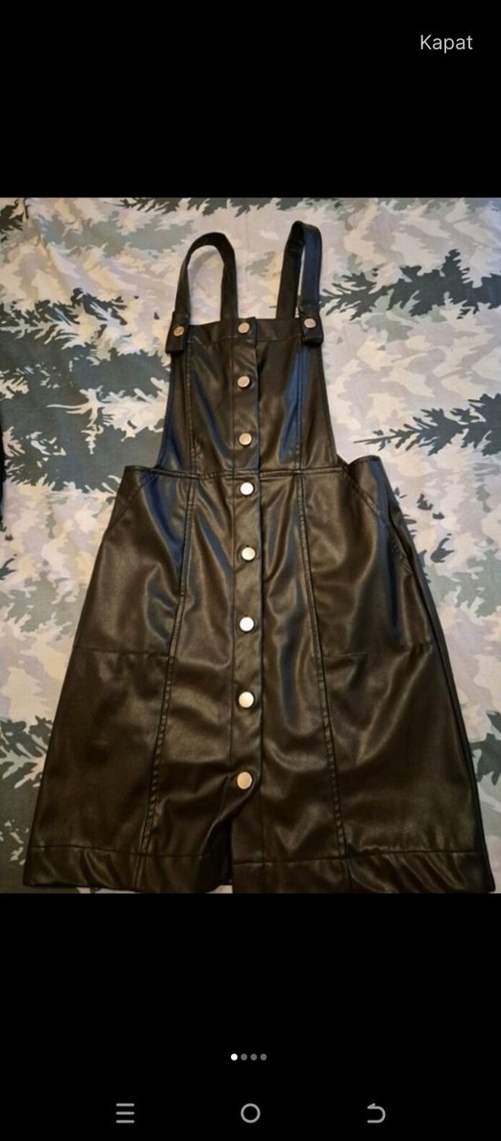 Siyah Deri Kız Salopet - Görsel 2