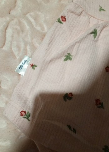 Düğmeli Nakışlı Kısa Kollu Bebek Kız Takımı - Görsel 7