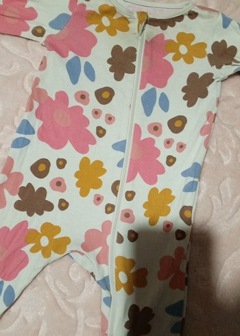 Çiçek Desenli Fermuarlı Bebek Kız Tulumu - Görsel 4