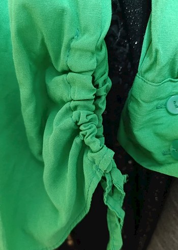 Uzun Kollu Yeşil Keten Gömlek - Görsel 3