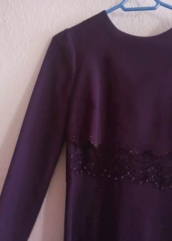 Mor Uzun Kollu Gotik Uzun Elbise - Görsel 2