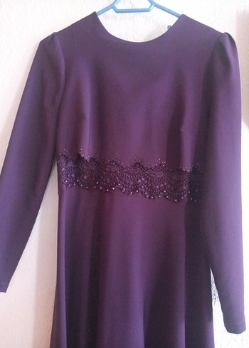 Mor Uzun Kollu Gotik Uzun Elbise - Görsel 3