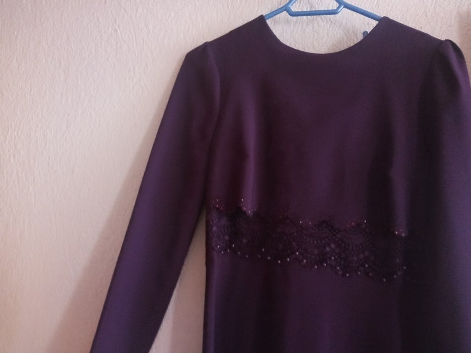 Mor Uzun Kollu Gotik Uzun Elbise - Görsel 2