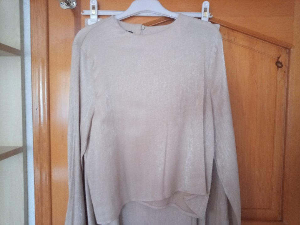 Bej Keten Kadın Bluz - Görsel 2