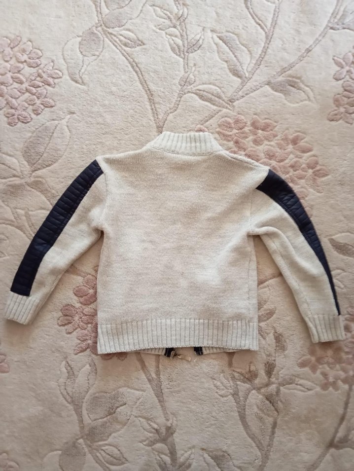 Erkek Çocuk Gri Triko Fermuarlı Kazak - Görsel 2