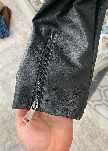 Diğer Siyah Deri Biker Ceket Kadın