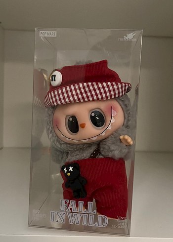 Beden Renk Kırmızı Şapkalı Gri Labubu Peluş Oyuncak