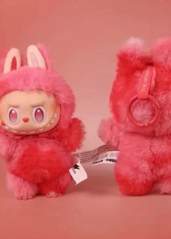 Pembe labubu Peluş Oyuncak Anahtarlık