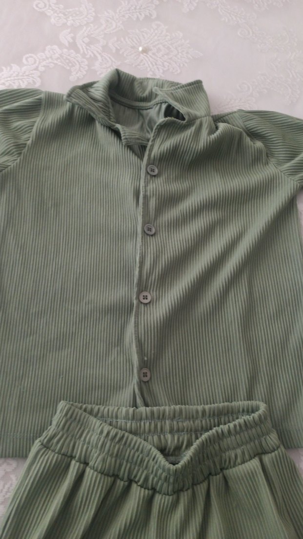 Bebek Erkek Yeşil Pliseli Kısa Kollu Takım - Görsel 2