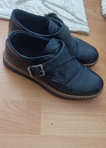 Erkek Çocuk Koyu Mavi Deri Tokalı Ayakkabı - Görsel 3