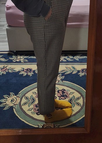 Kadın ekoseli kumaş pantalon. - Görsel 2