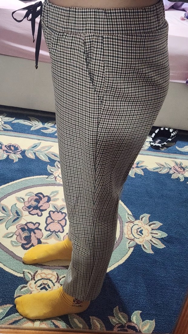 Kadın ekoseli kumaş pantalon. - Görsel 4