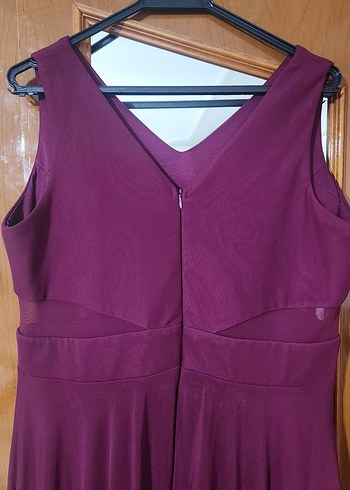 Patlıcan moru renginde V Yakalı Elbise - Görsel 3