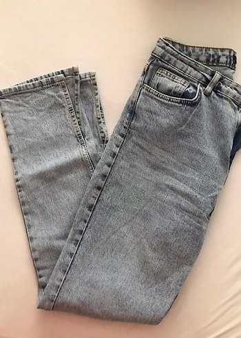 38 Beden mavi Renk Açık Mavi Yırtmaçlı Yüksek Bel Denim