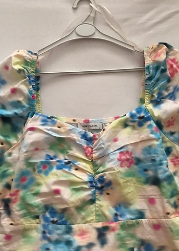 Kare Yaka Mini Çiçek Desenli Elbise - Görsel 3