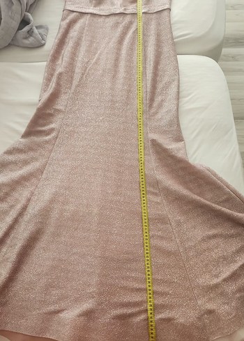 V Yaka Parlak Simli Toz Pembe Balık Model Abiye Elbise - Görsel 10